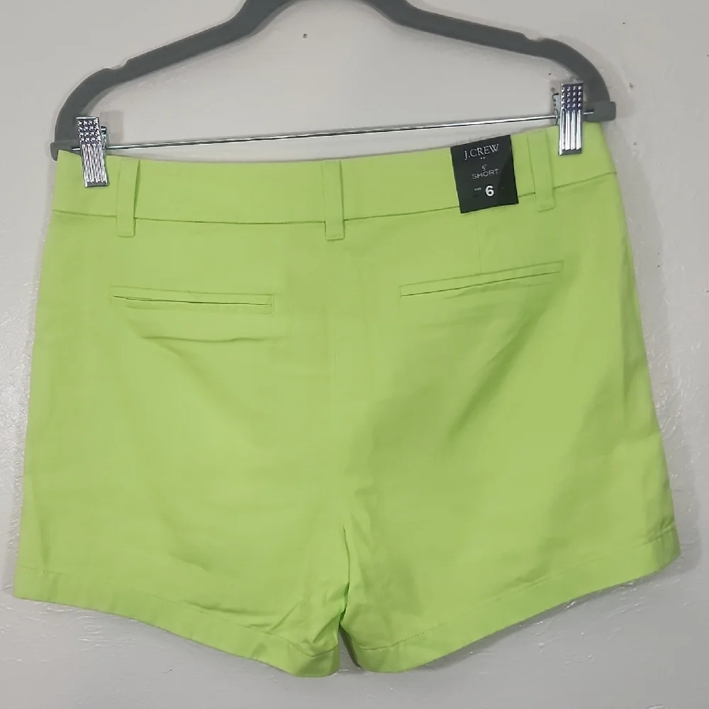 J. Crew Factory Neon Green Chino Shorts Lightweight Casual Size 6 NWT - Picture 3 of 7